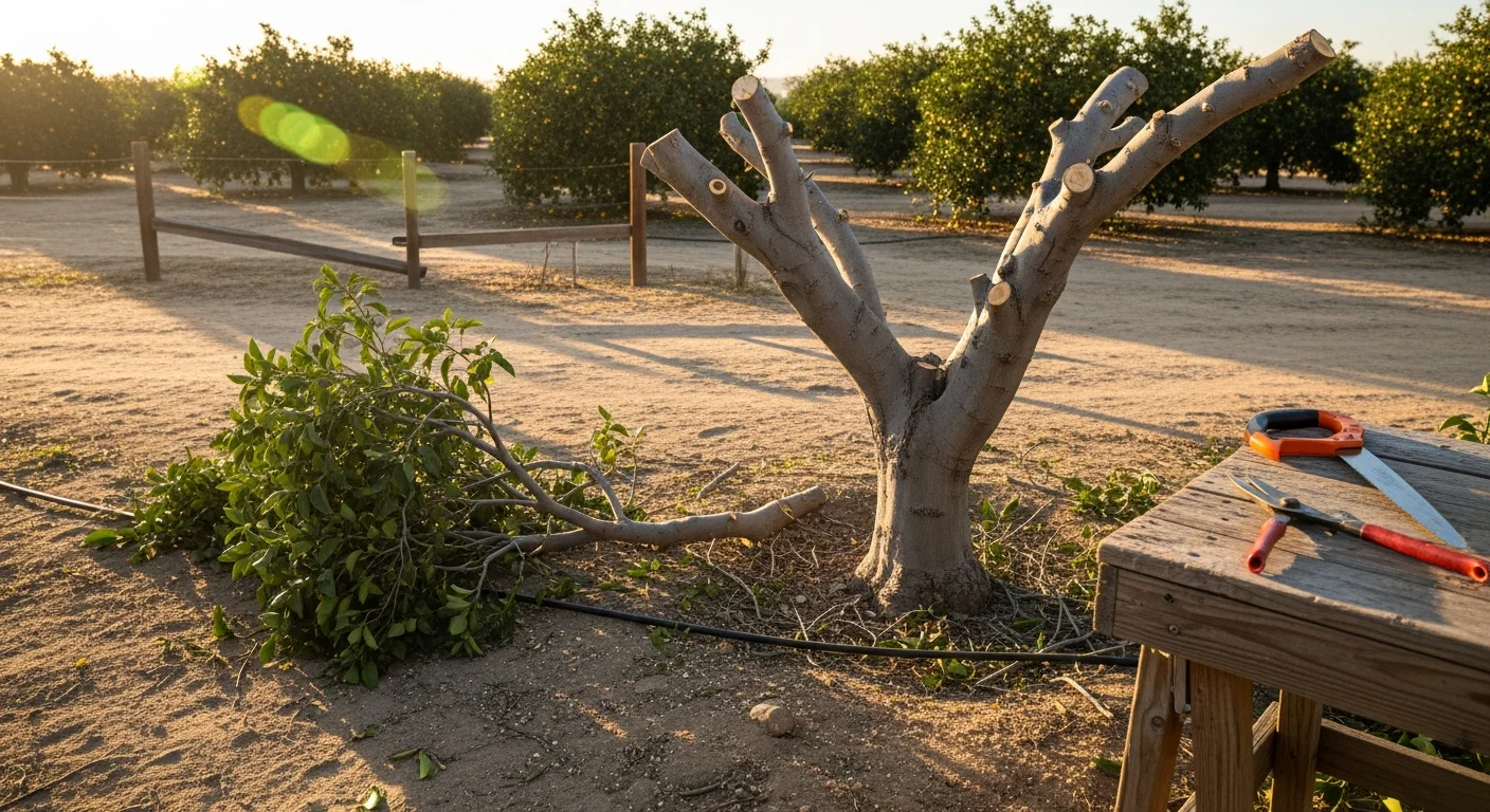 Healthy fruit tree with proper pruning structure and visible fruit production