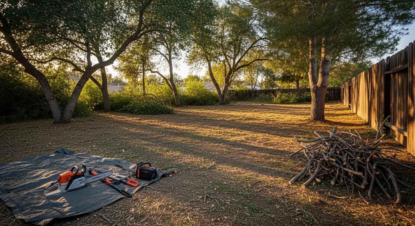 Cleared property with neatly trimmed vegetation and brush removal completed